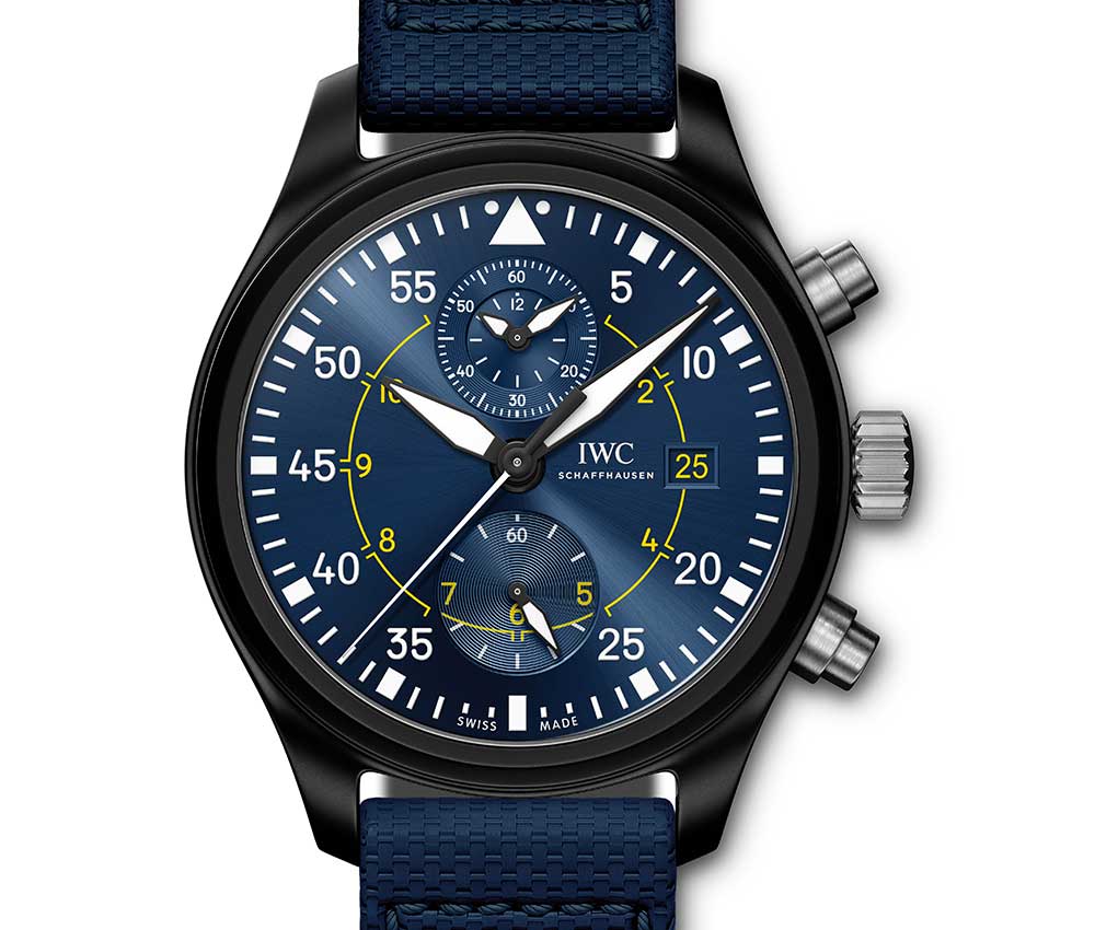 iwc montre aviateur chronograph blue angels closeup